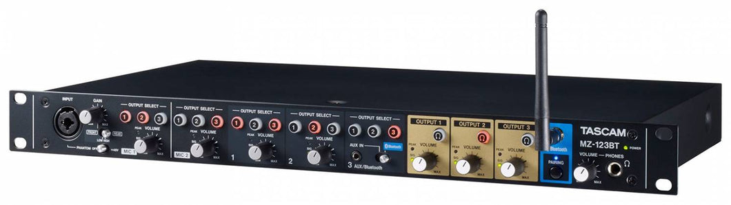 TASCAM MZ-123BT • Commercial-Grade Multi-Zone Audio Mixer with Bluetooth®